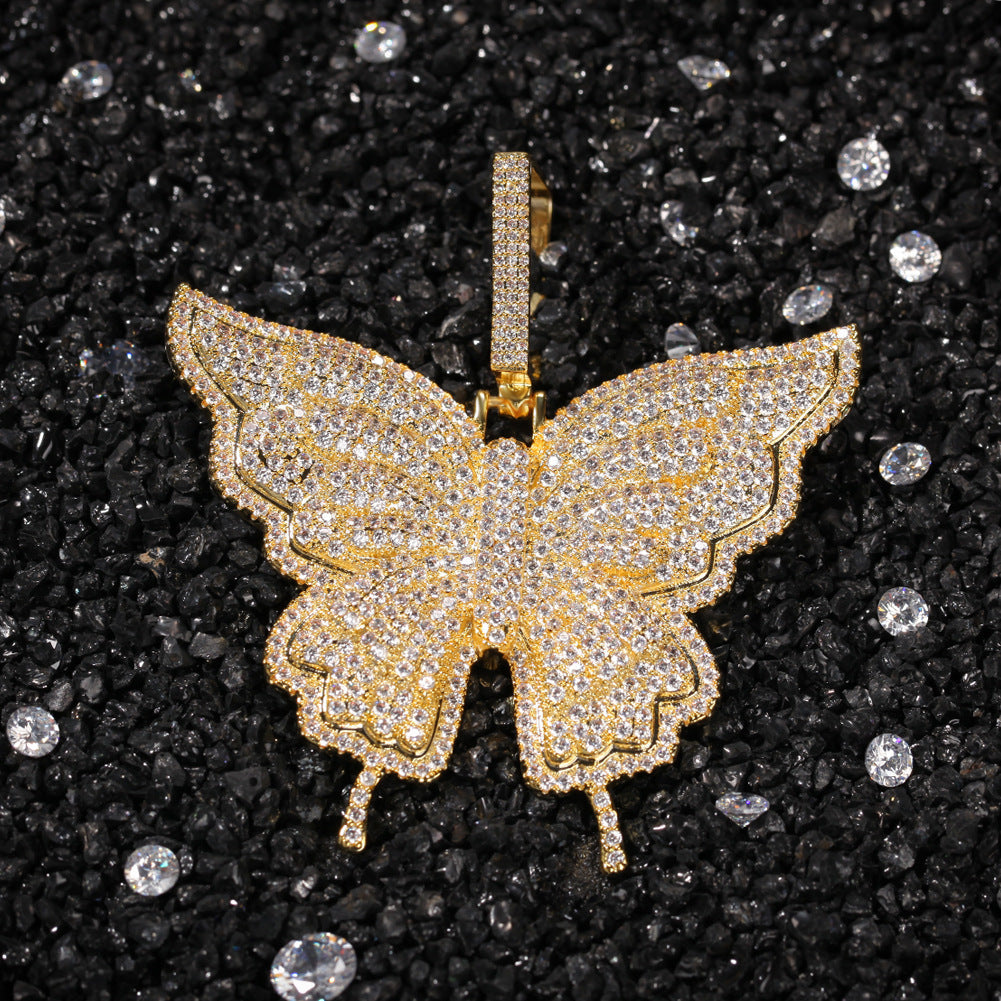 Jewelry Butterfly Pendant Necklace Hip Hop Zircon Butterfly Animal St. Valentine's
