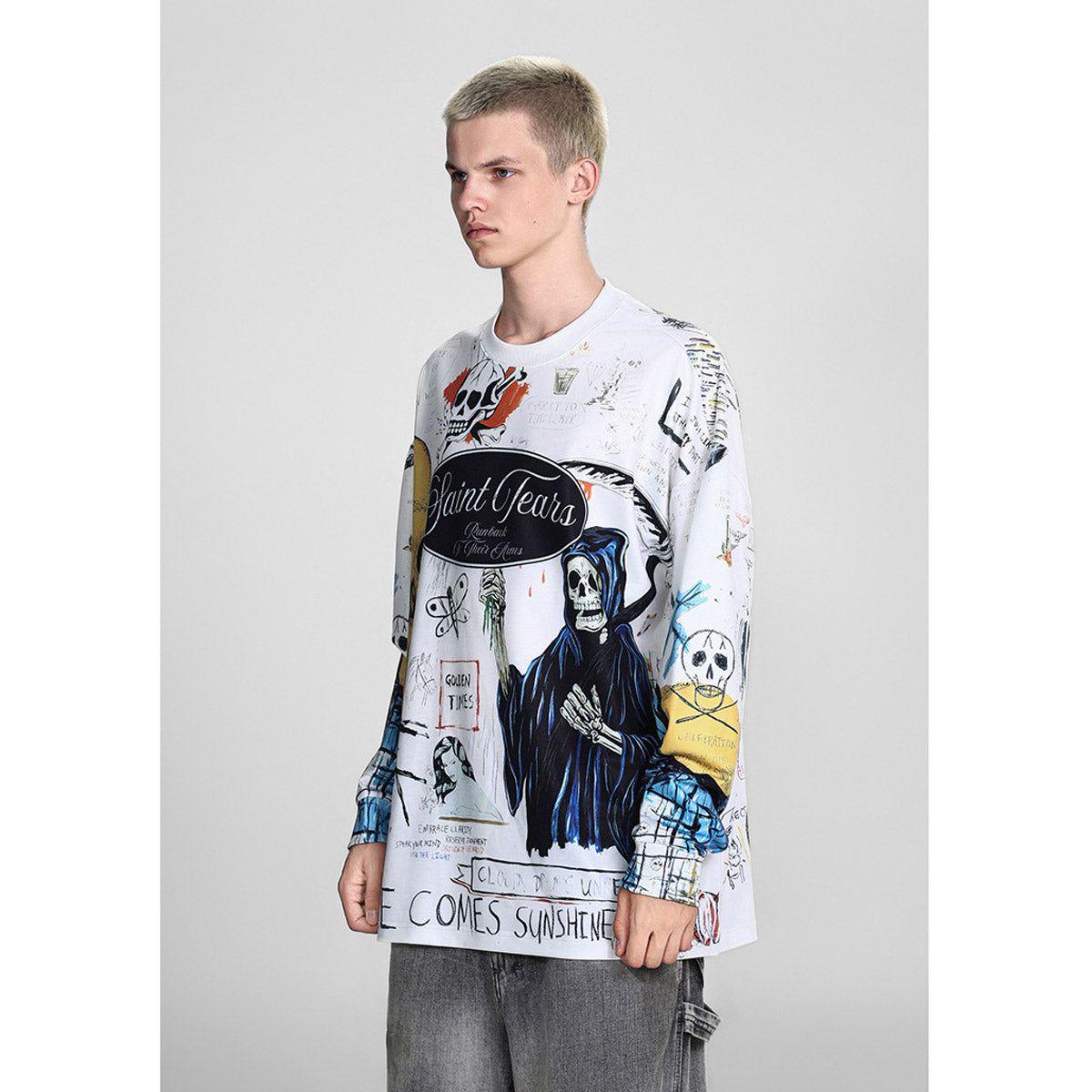 Men Long Sleeve Shirt Saint Michael Loose Long Sleeve Shirt