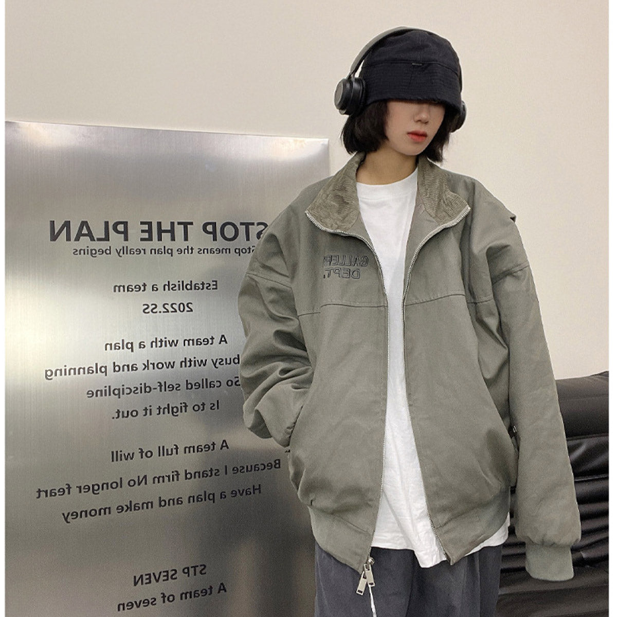 Unisex Coat Gallery Dept Stand Collar Thin Coat