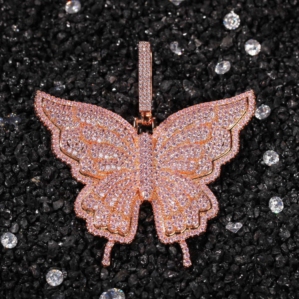 Jewelry Butterfly Pendant Necklace Hip Hop Zircon Butterfly Animal St. Valentine's