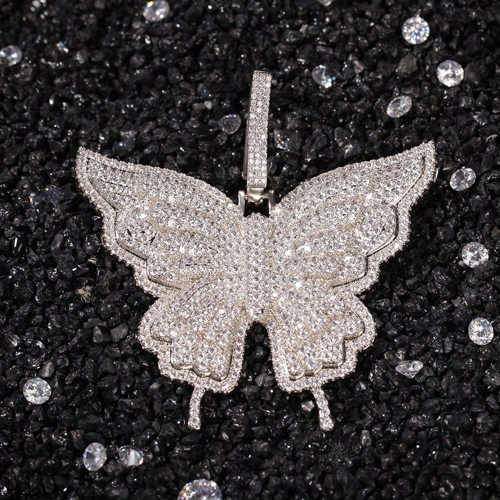Jewelry Butterfly Pendant Necklace Hip Hop Zircon Butterfly Animal St. Valentine's