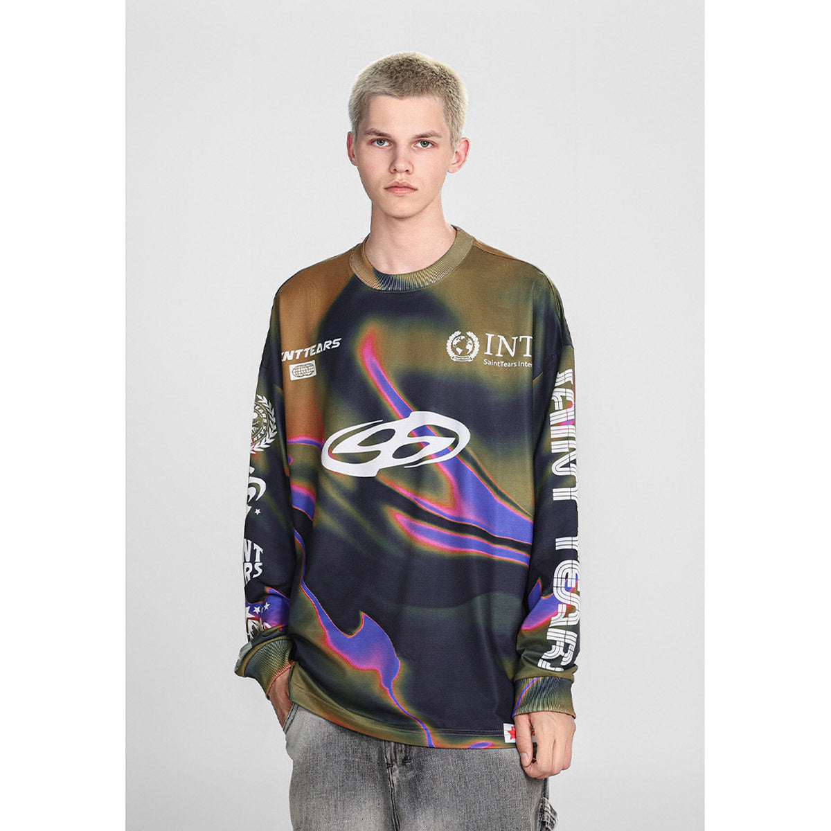 Men Long Sleeve Shirt Saint Michael Loose Long Sleeve Shirt