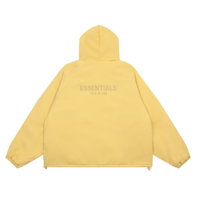 Unisex Coat FOG LOGO Zipper Ess Double Thread Hooded Cotton Clothing