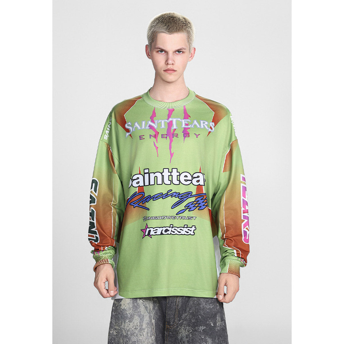 Mens Long Sleeve Shirt Saint Michael Loose Long Sleeve Shirt